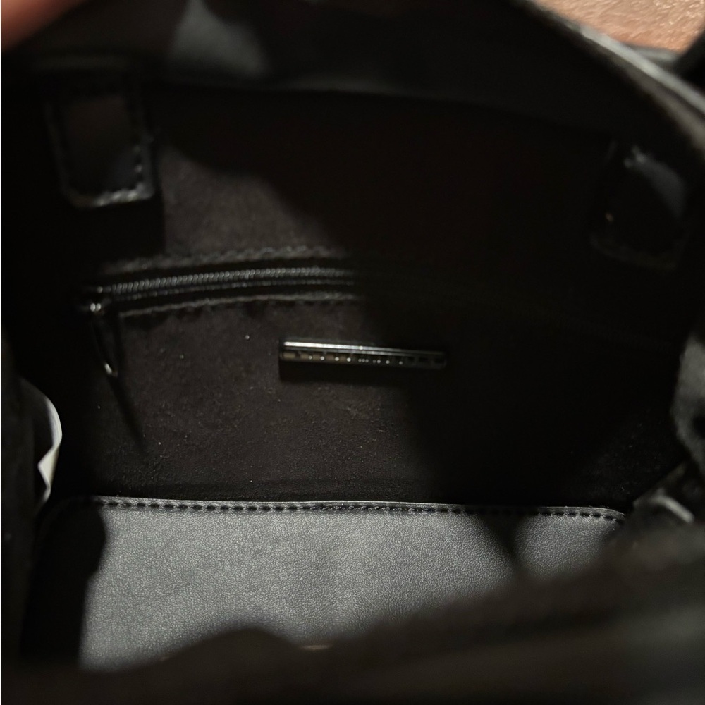 Steve Madden Black Textured Mini Satchel with Chain Strap - Picture 4 of 8